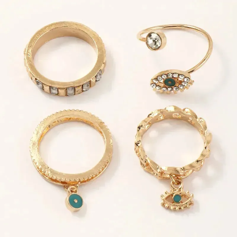 Personalized Punk Wind Demon Eye Diamond Drop Oil Ring for women