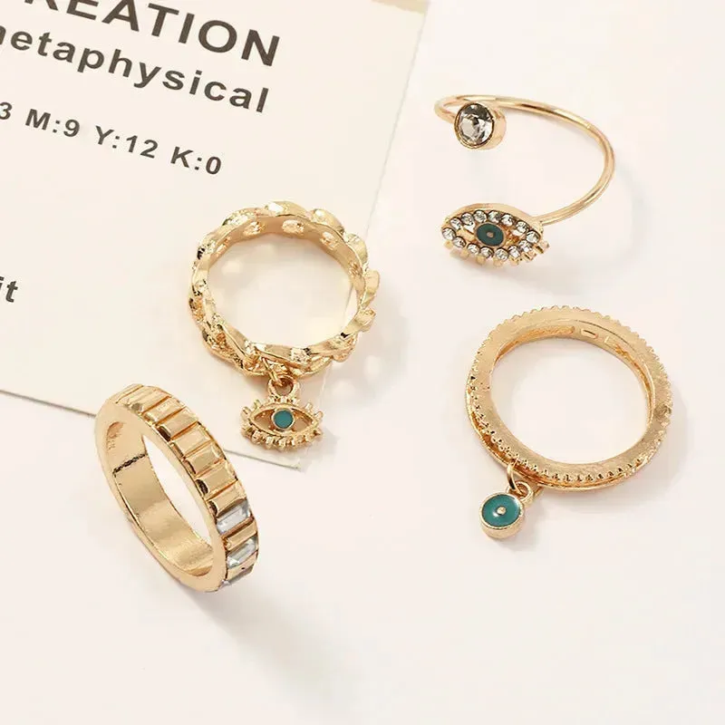 Personalized Punk Wind Demon Eye Diamond Drop Oil Ring for women