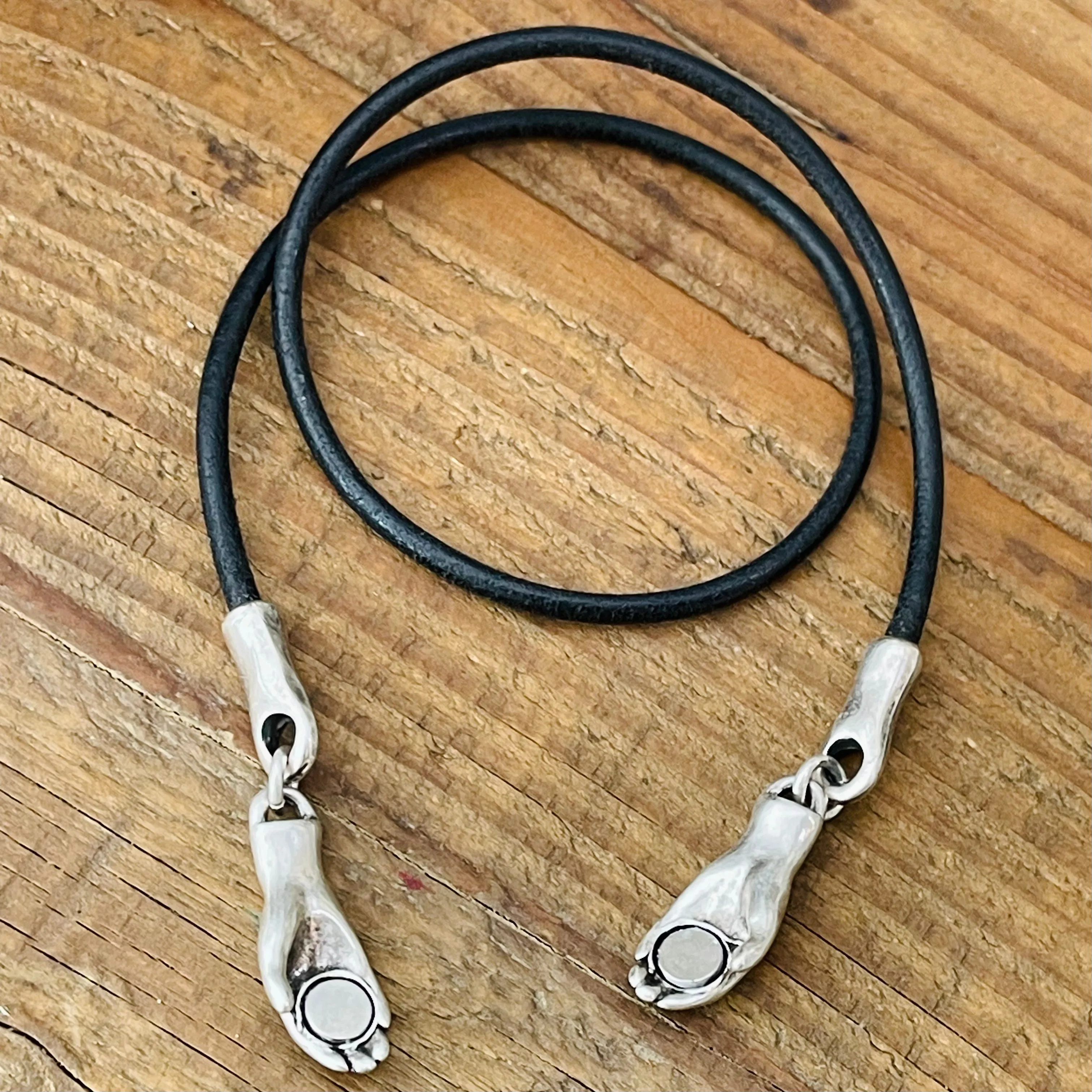 Pewter Hand in Hand Necklace