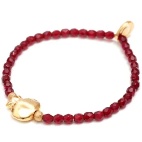 Pomegranate Charm Faceted Glass Bead Bracelet