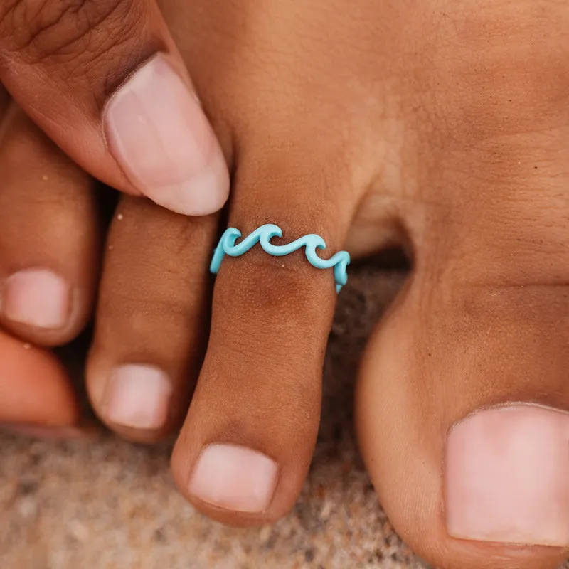 PURA VIDA ENAMEL DELICATE WAVE TOE RING TURQUOISE NEW!