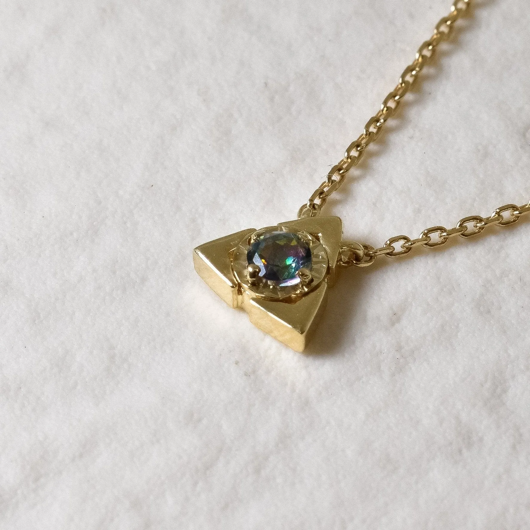 Real Gold Topaz Necklace - Genuine Mystic Topaz Necklace - Dainty Purple Gold Pendant