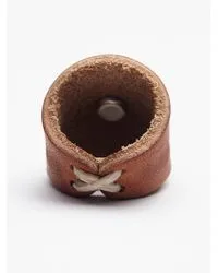 Red Sands Leather Ring Brown Nickel Concho With Turquoise Stone Center Starburst Shield