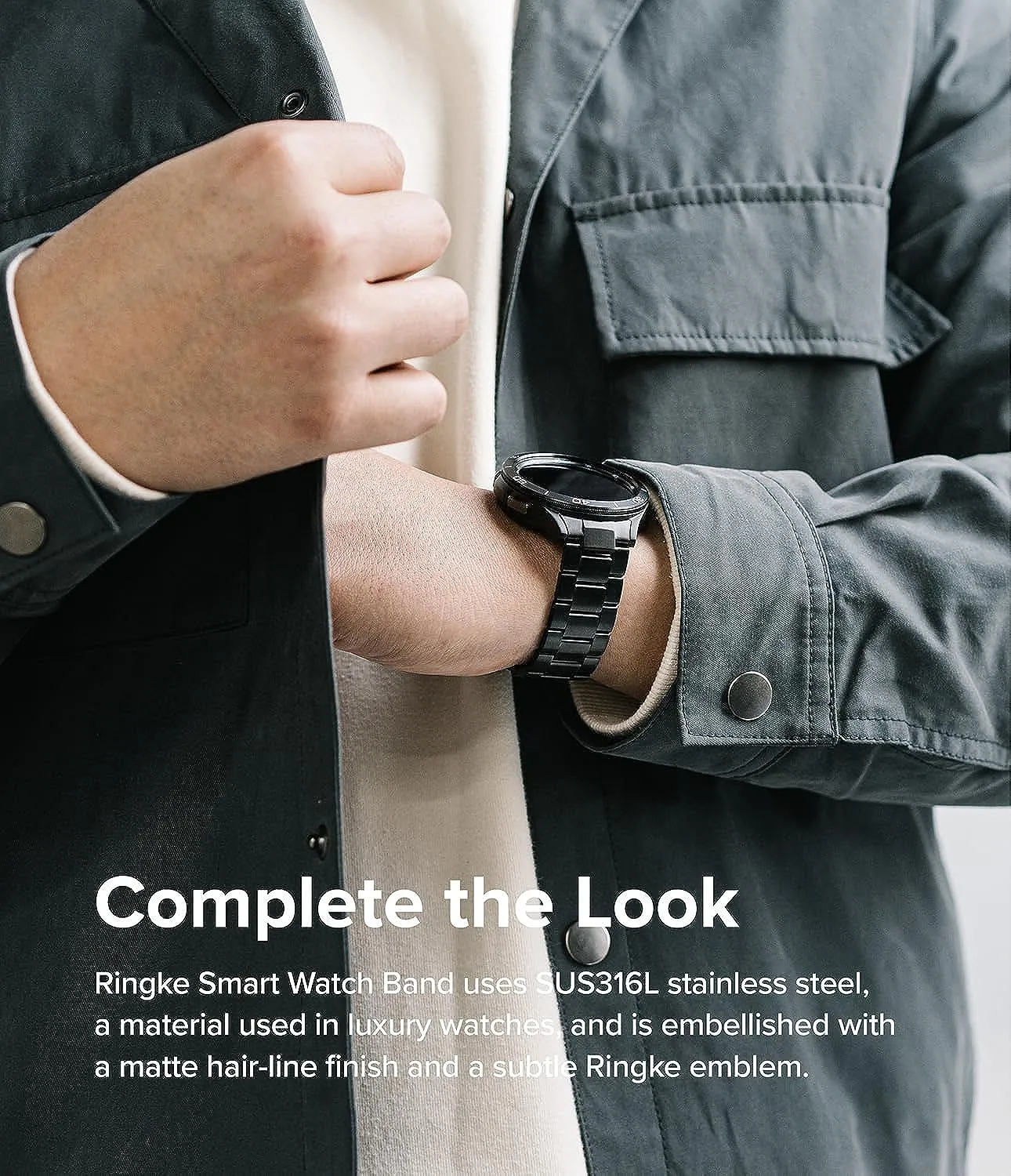 Samsung Galaxy Watch 6 Classic 47mm / 5 Pro 45mm / 4C 46mm  Metal One Stainless Steel | Bracelet Strap - Black