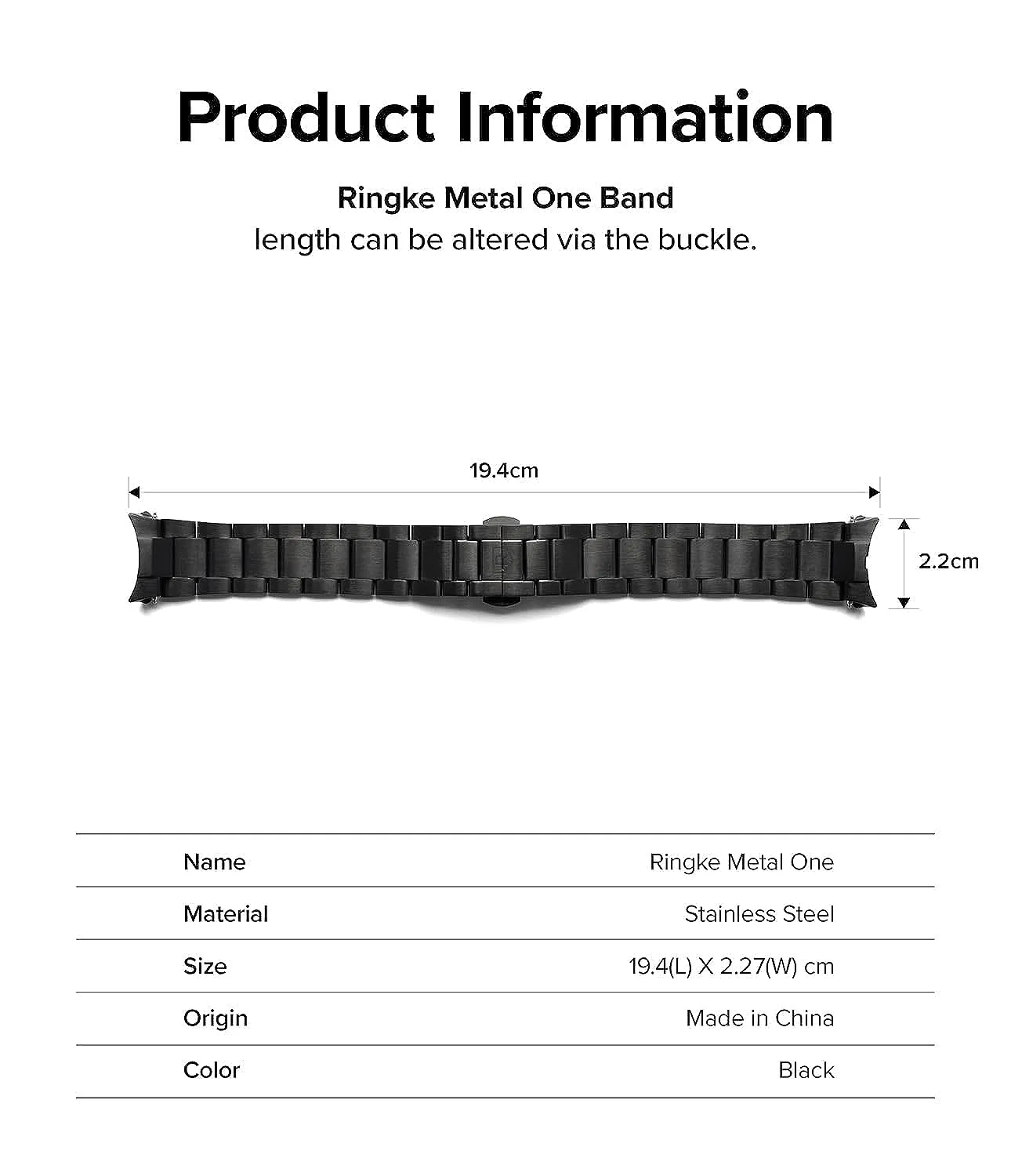 Samsung Galaxy Watch 6 Classic 47mm / 5 Pro 45mm / 4C 46mm  Metal One Stainless Steel | Bracelet Strap - Black