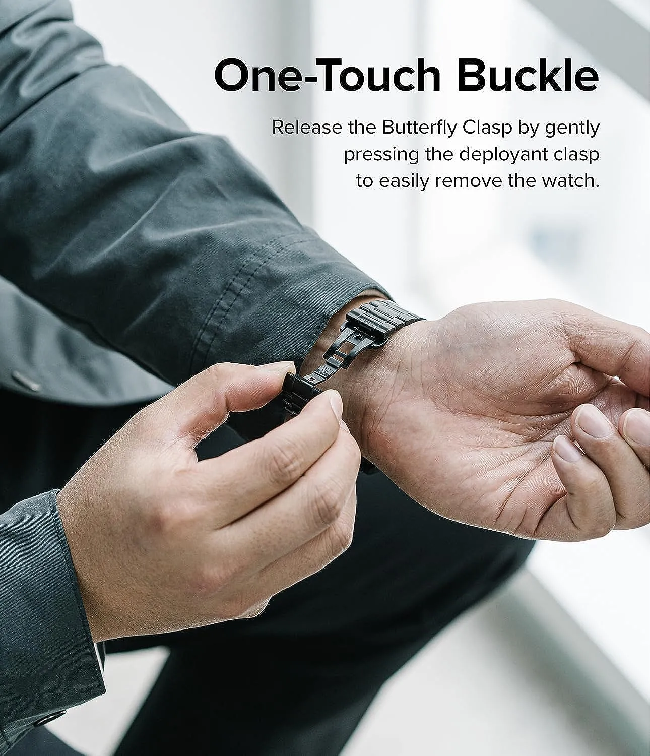 Samsung Galaxy Watch 6 Classic 47mm / 5 Pro 45mm / 4C 46mm  Metal One Stainless Steel | Bracelet Strap - Black