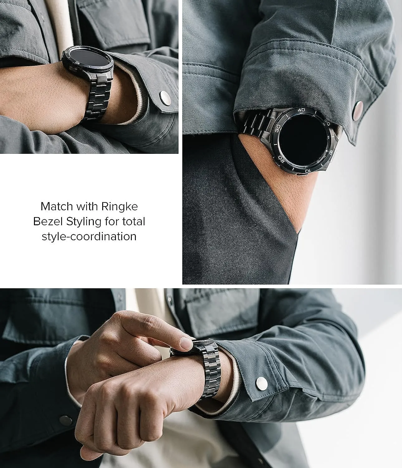 Samsung Galaxy Watch 6 Classic 47mm / 5 Pro 45mm / 4C 46mm  Metal One Stainless Steel | Bracelet Strap - Black