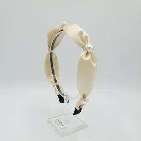 satin pearl tie headband