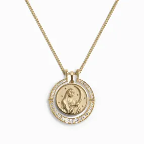 Selene   White Topaz Halo Necklace Set