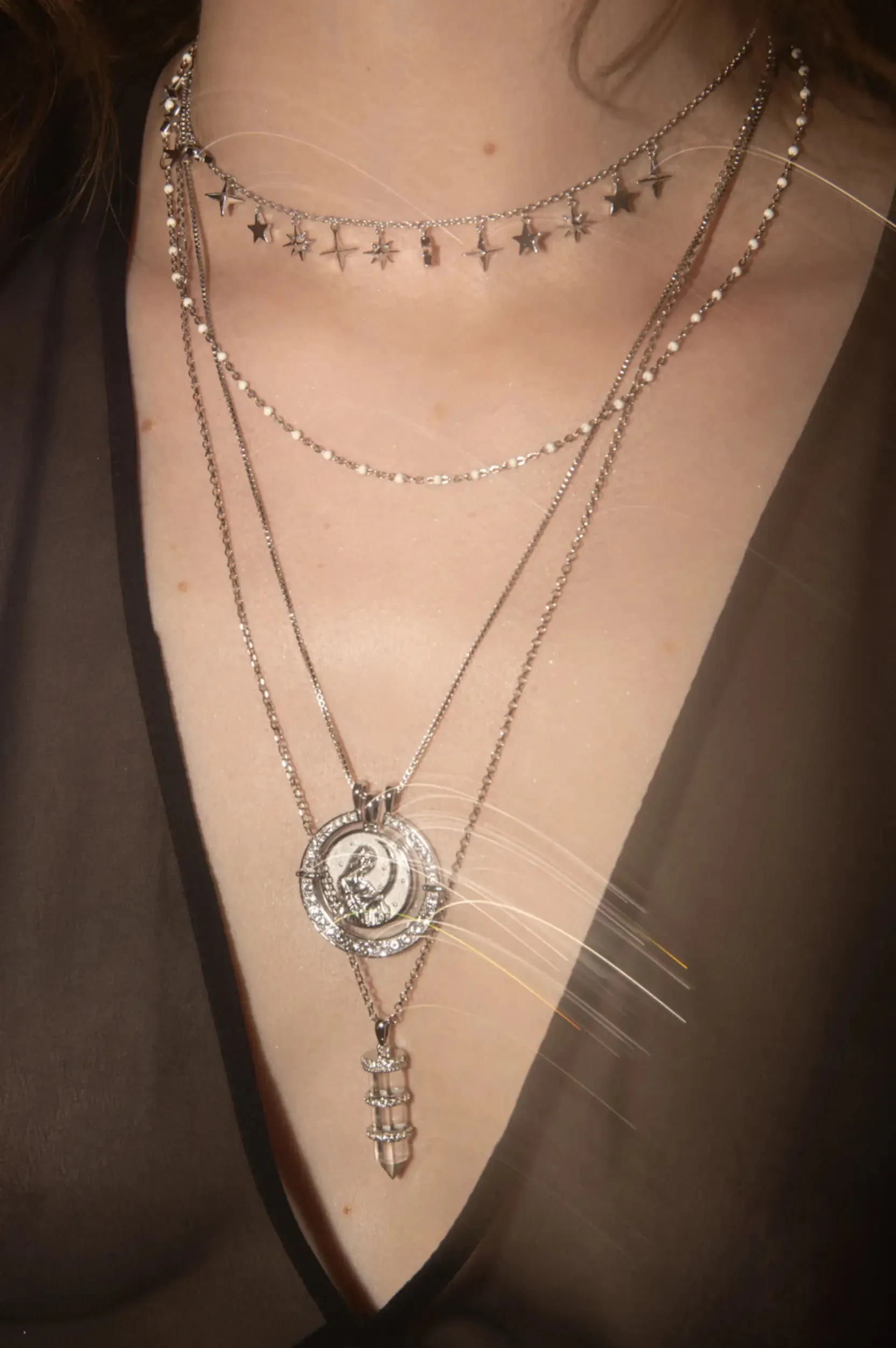 Selene   White Topaz Halo Necklace Set