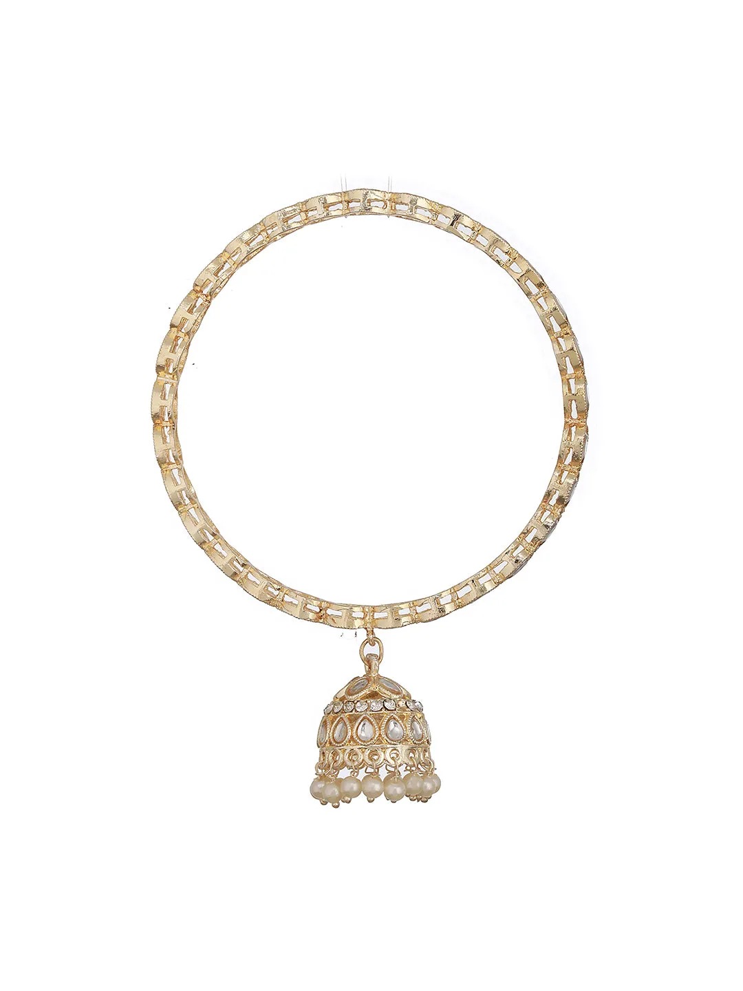 Set Of 4 Gold-Plated Kundan-Studded & Pearls-Beaded Bangles