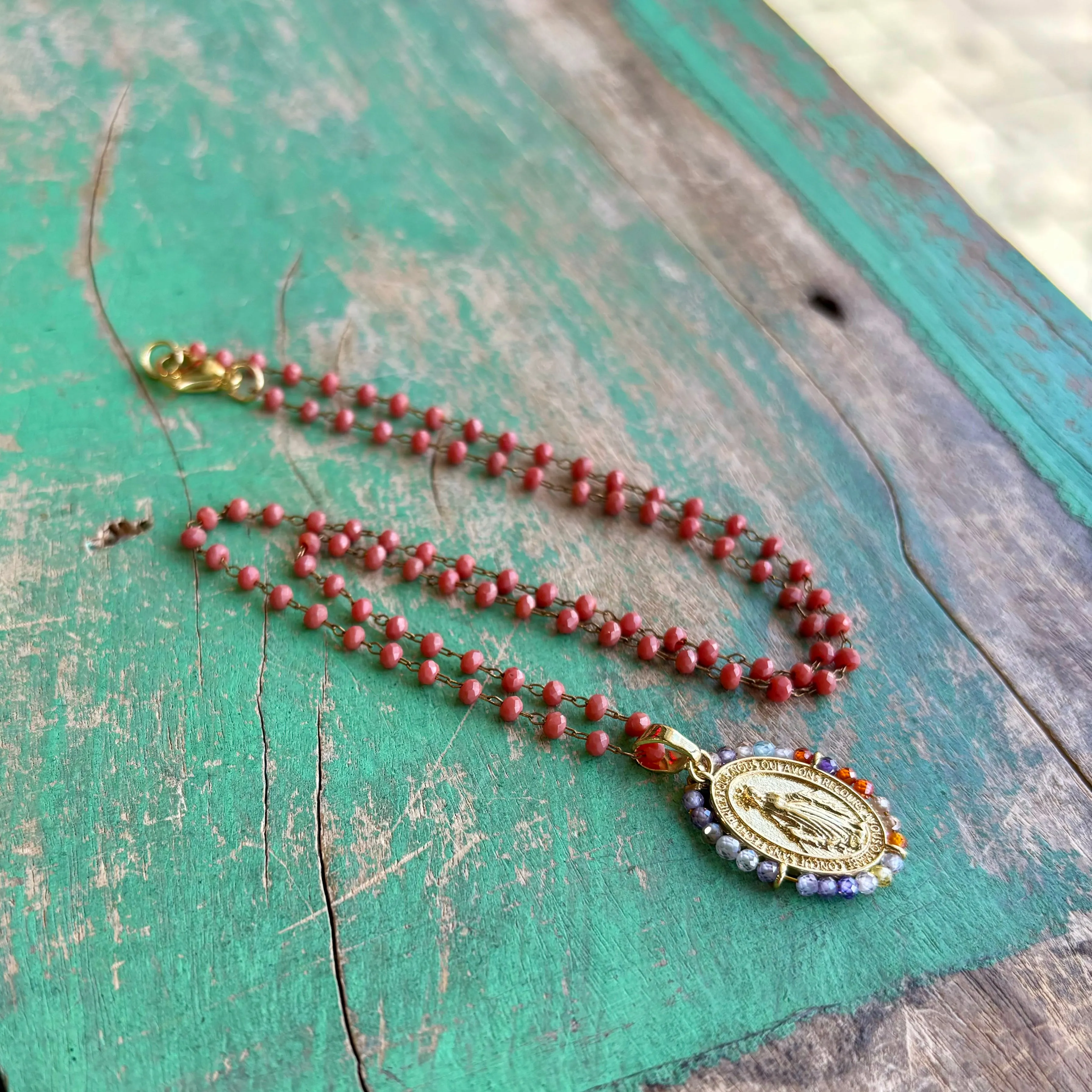 Shades of Fall Miraculous Medal Necklace