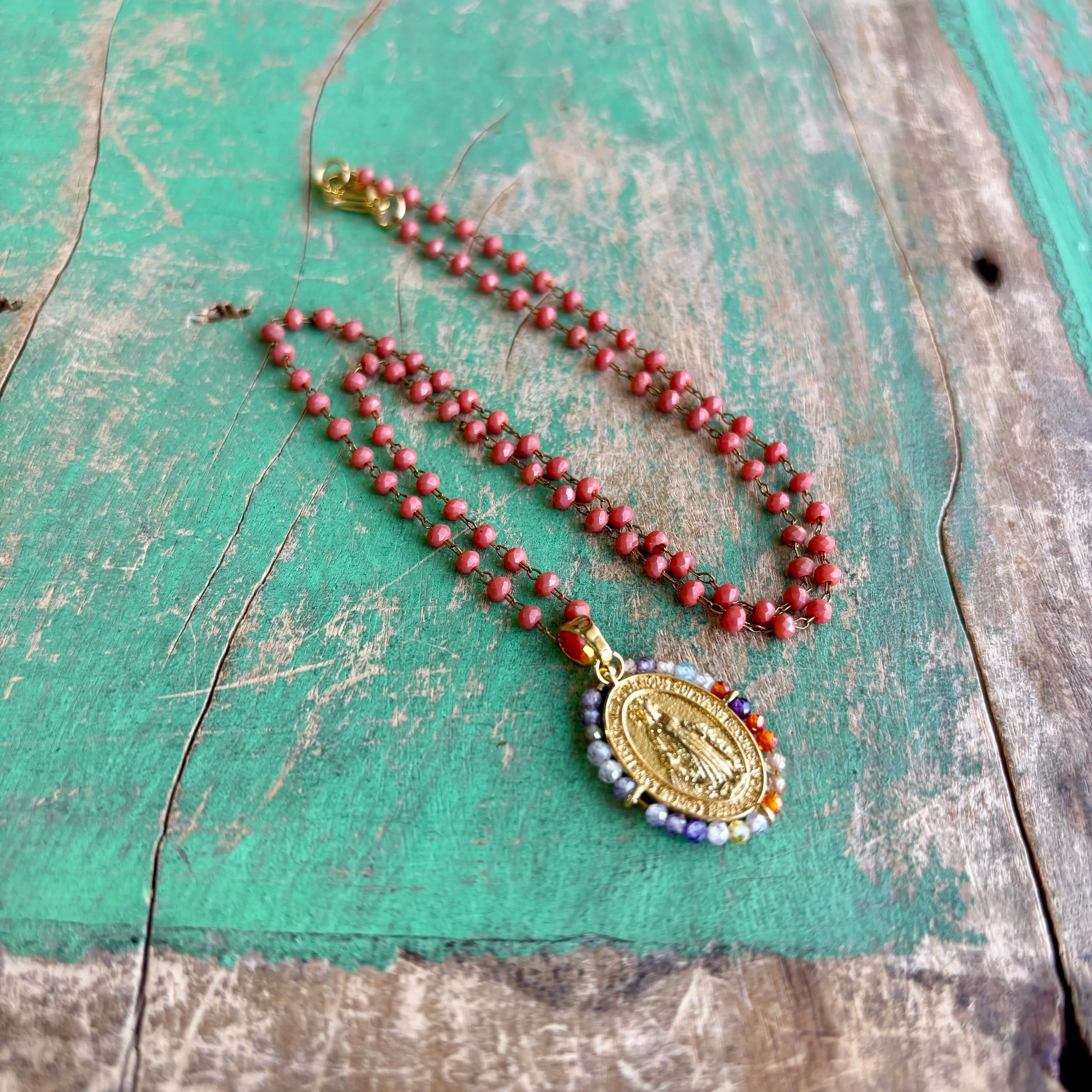 Shades of Fall Miraculous Medal Necklace