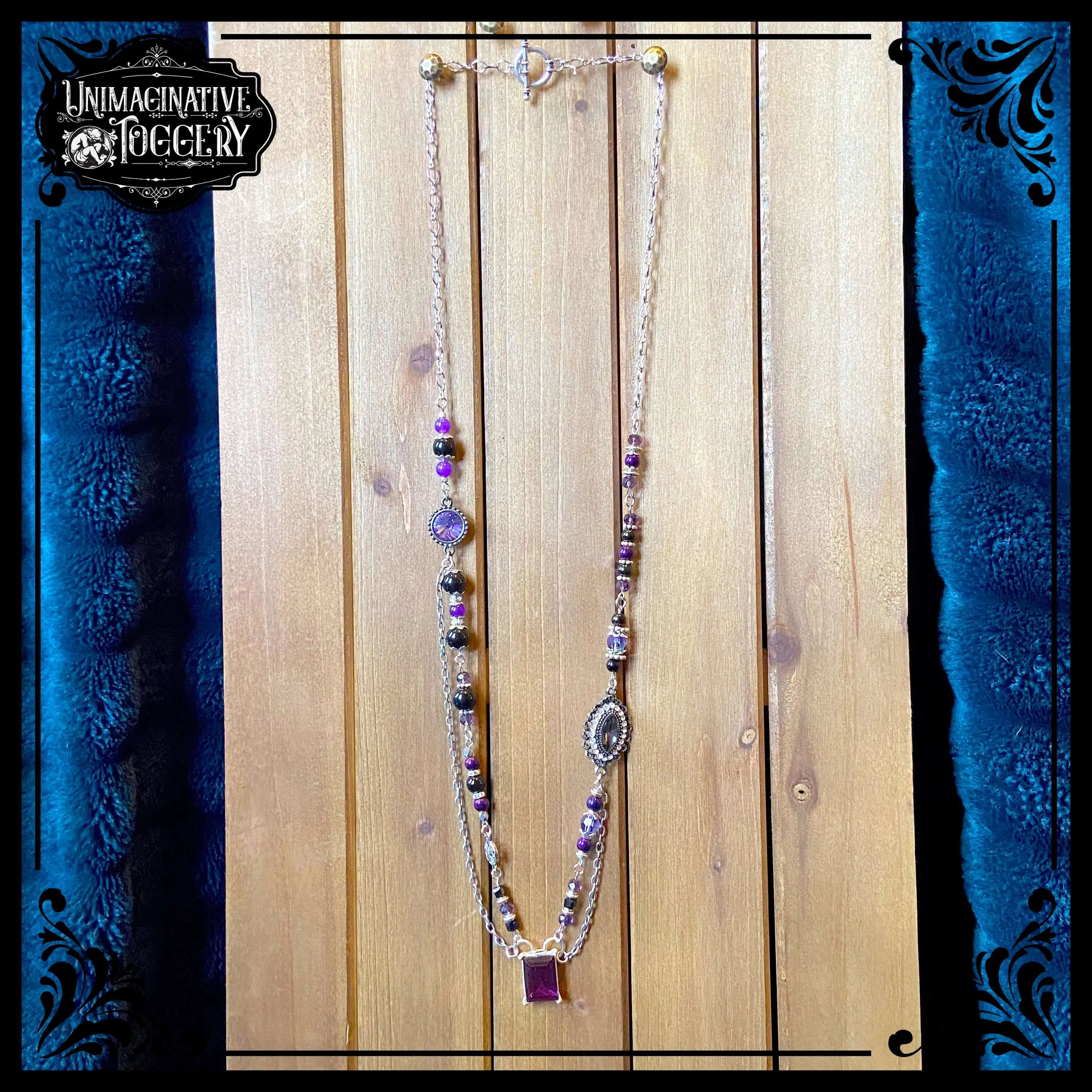Silver and purple multi strand necklace