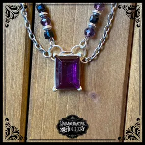 Silver and purple multi strand necklace