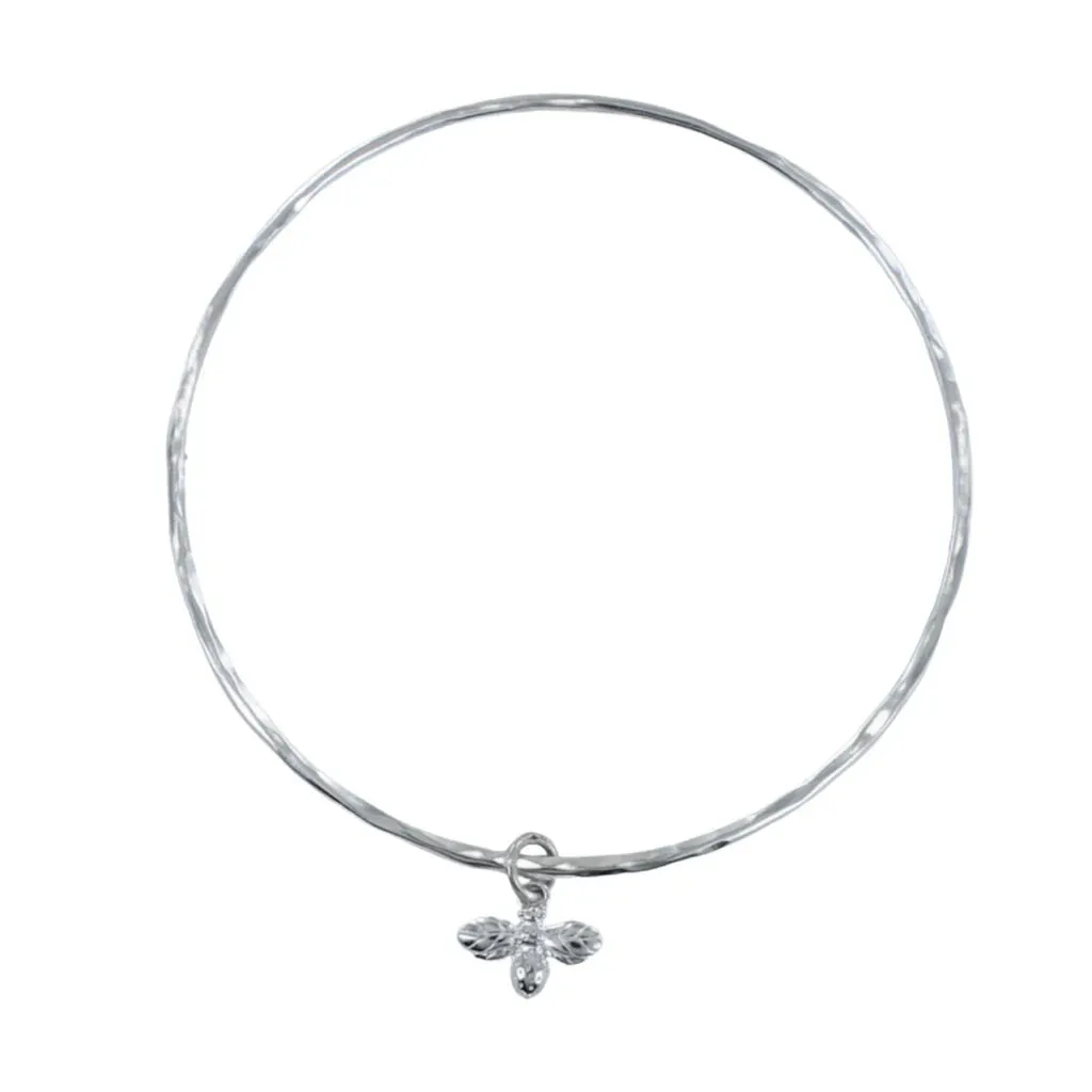 Silver Bee Charm Bangle