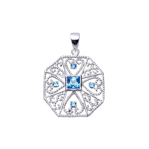 Silver Filigree Topaz Necklace