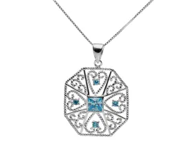 Silver Filigree Topaz Necklace