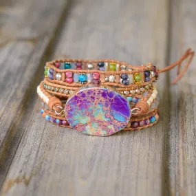 Silver Imperial Jasper Wrap Bracelet
