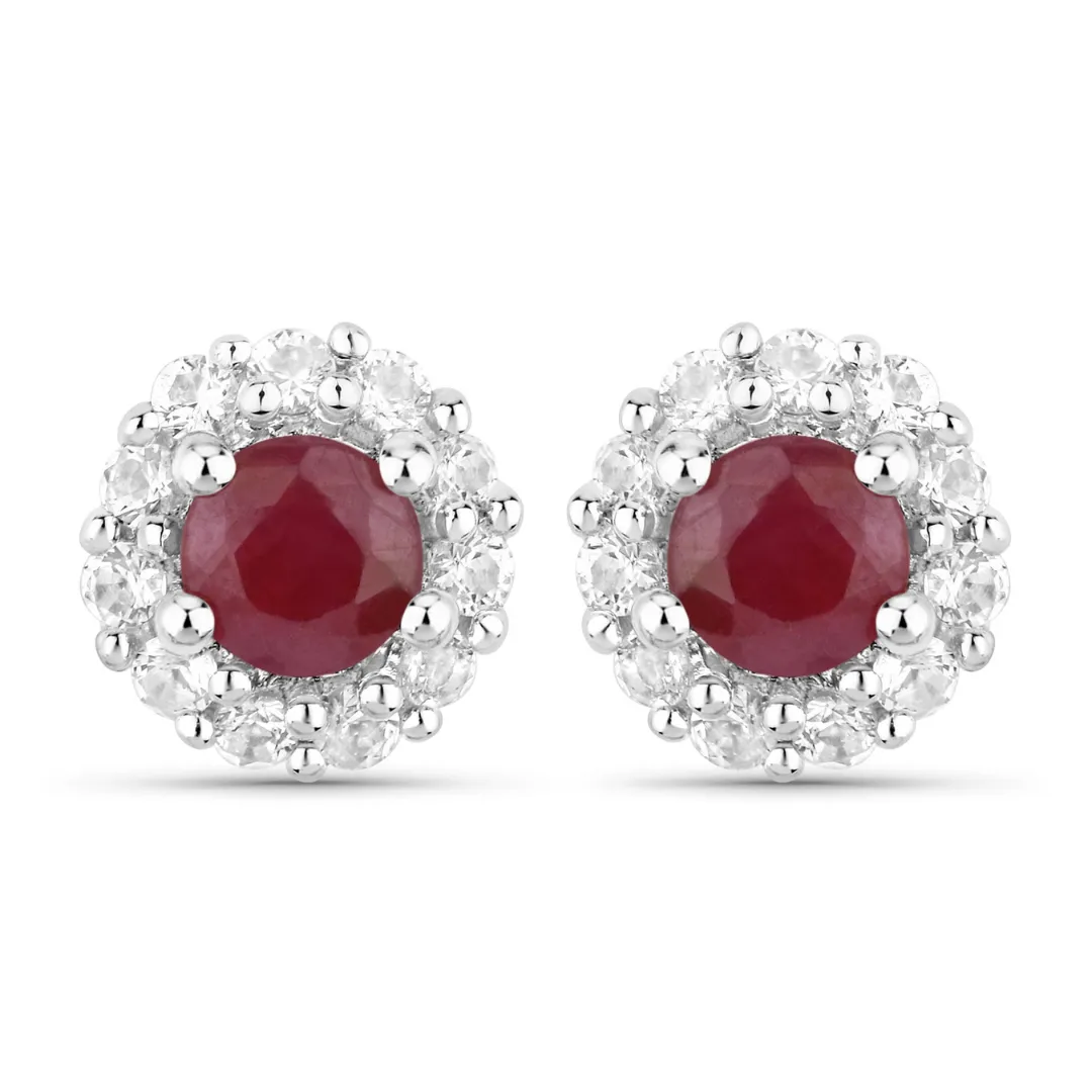 Silver Ruby Jewelry Set