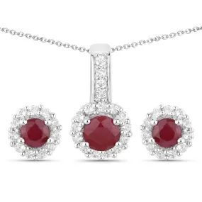 Silver Ruby Jewelry Set
