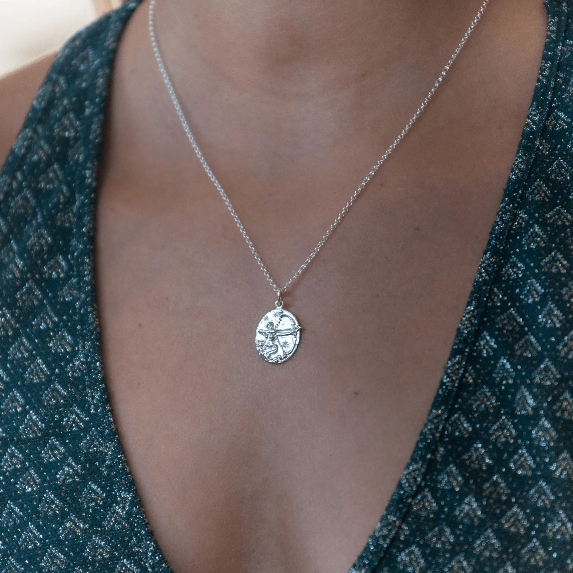 Silver Sagittarius Zodiac Necklace