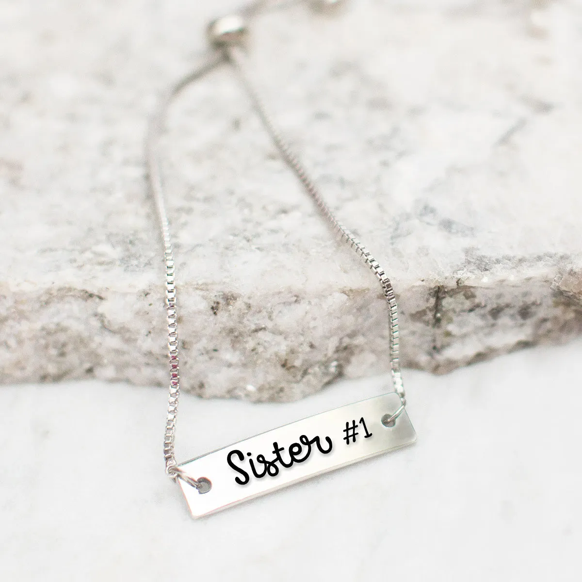 Silver Sister #1 Adjustable Bar Bracelet