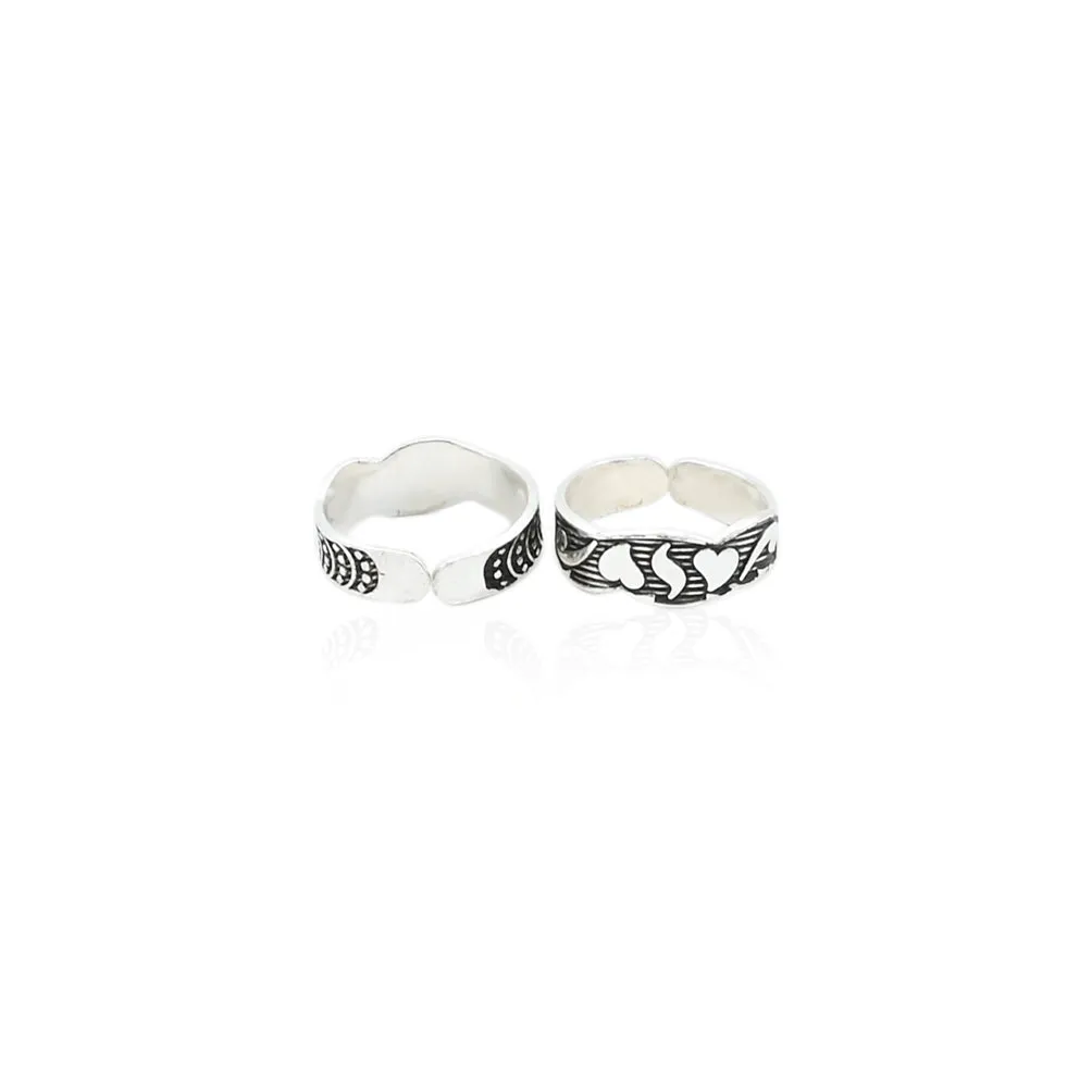 Silver Twisted Heart Toe Rings