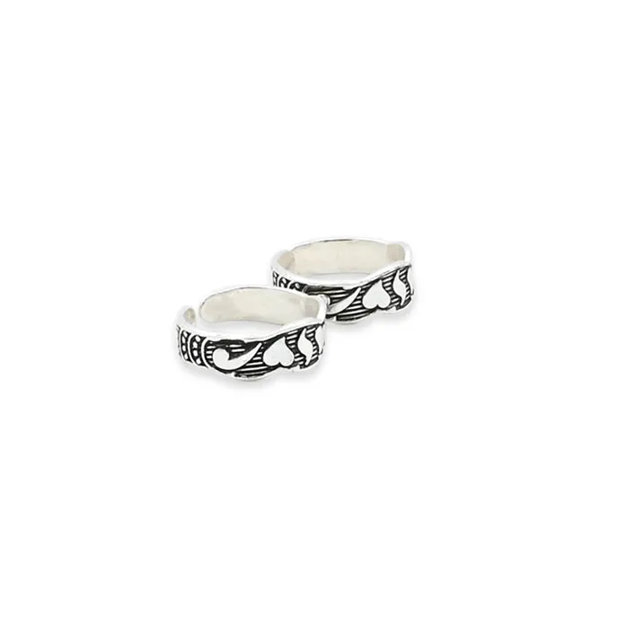 Silver Twisted Heart Toe Rings
