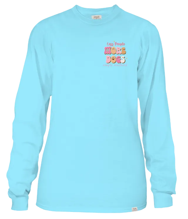 Simply Southern Women's Pool Blue More Dogs Long Sleeve Graphic T-Shirt