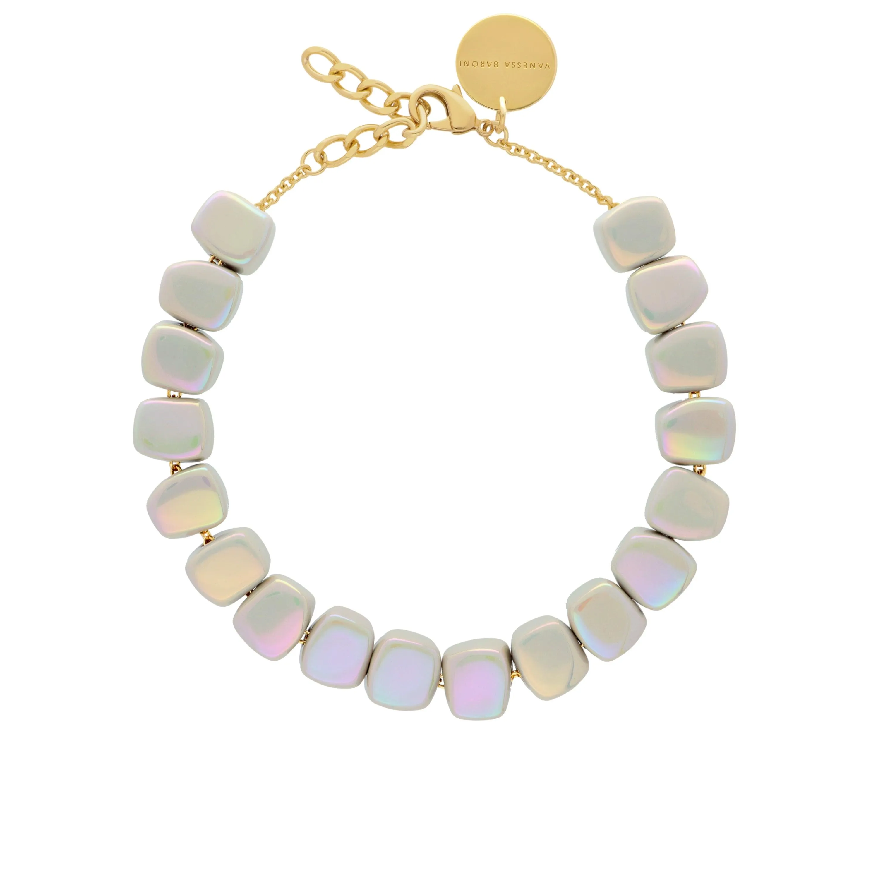 Small Organic Shaped Necklace Iridescent Solid