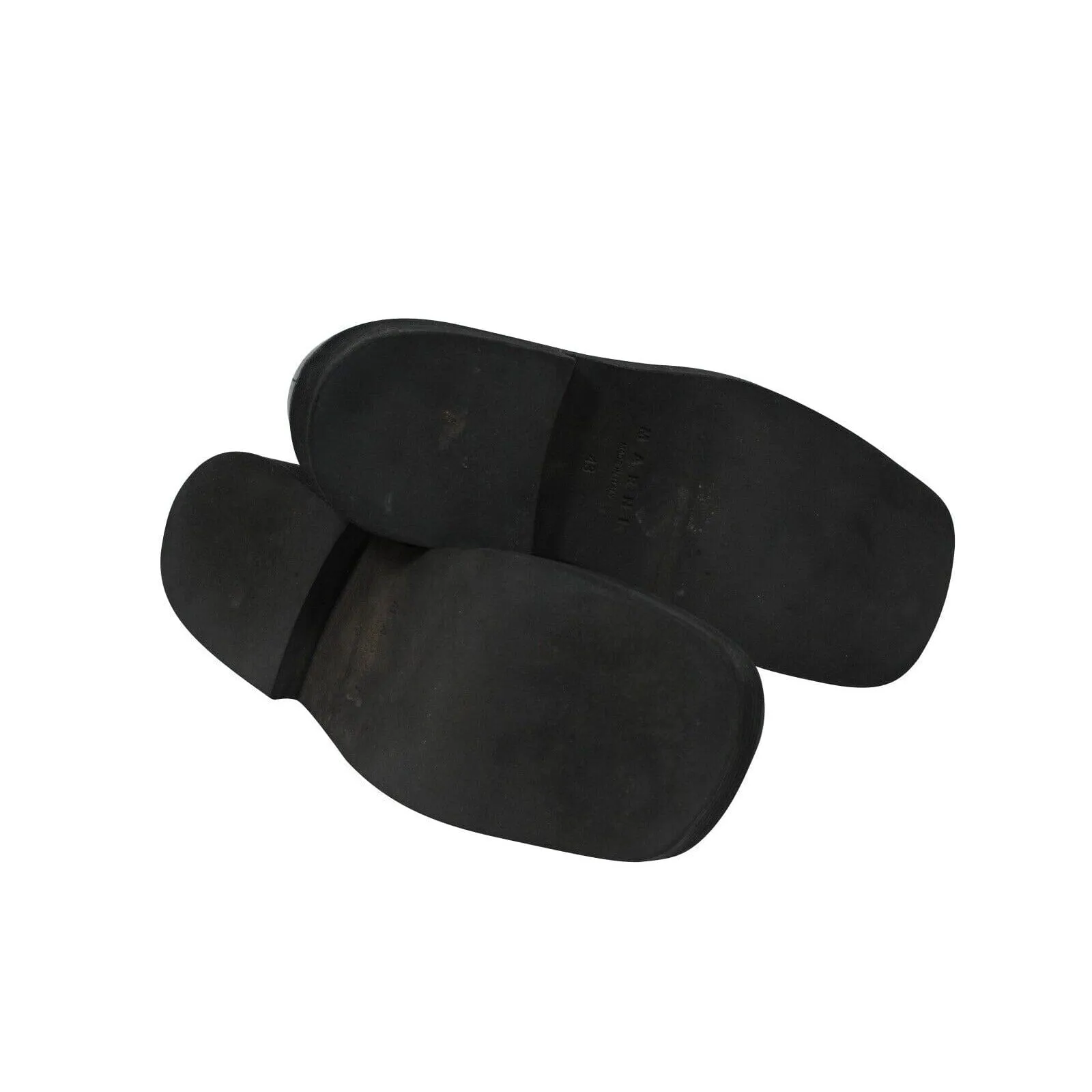 Square Toe Platform Loafers  Black Leather Metal Ring Derby