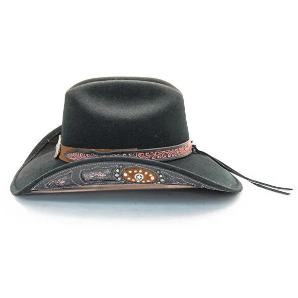 Stampede Hats - Lone Star Black Felt Western Hat with Brown Embossed Trim