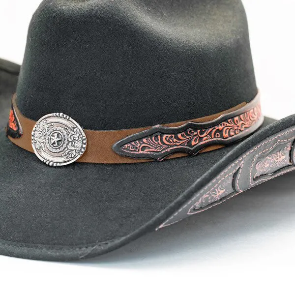 Stampede Hats - Lone Star Black Felt Western Hat with Brown Embossed Trim