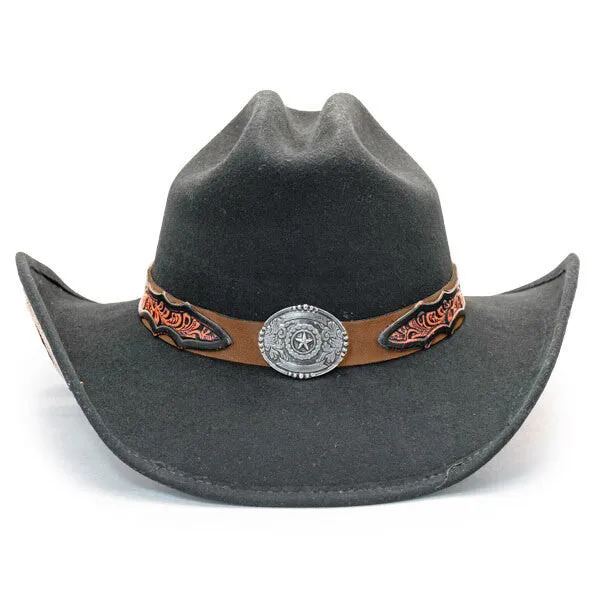 Stampede Hats - Lone Star Black Felt Western Hat with Brown Embossed Trim