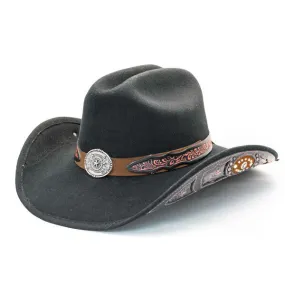 Stampede Hats - Lone Star Black Felt Western Hat with Brown Embossed Trim