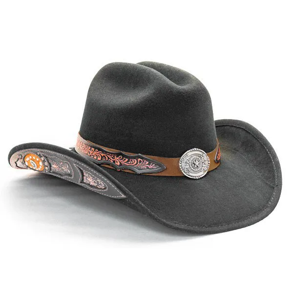 Stampede Hats - Lone Star Black Felt Western Hat with Brown Embossed Trim