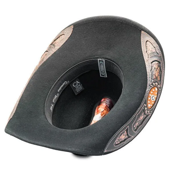 Stampede Hats - Lone Star Black Felt Western Hat with Brown Embossed Trim