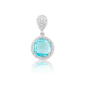 Sterling Silver Blue Topaz and Diamond Necklace (97578)