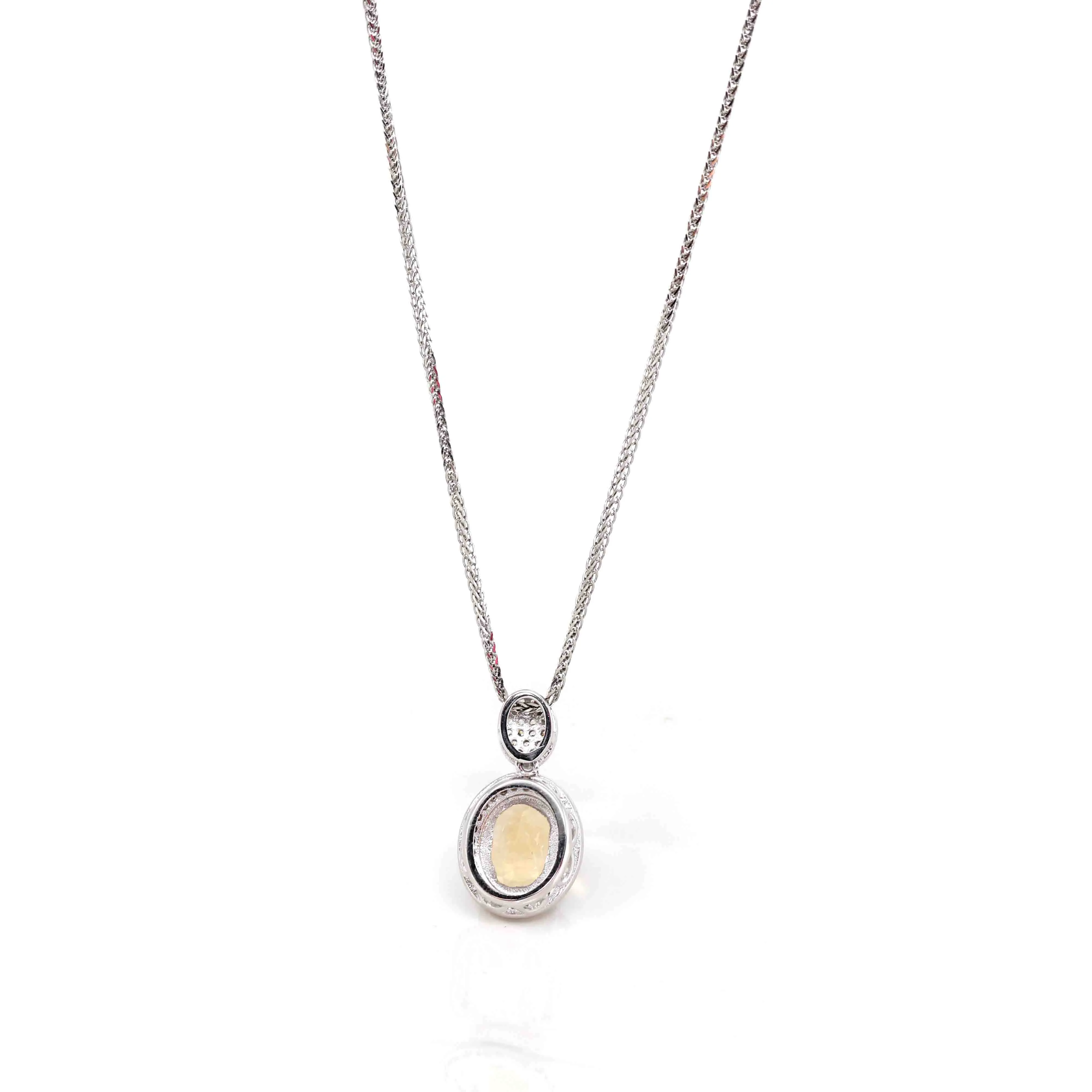 Sterling Silver Natural Oval Cut Citrine Necklace With CZ