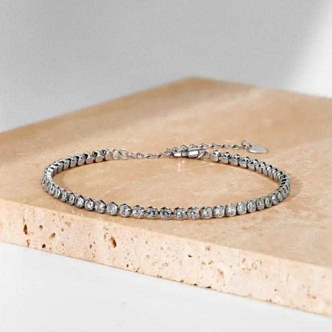 Sterling Silver Rhodium Plated Zirconia Bracelet ERLB034