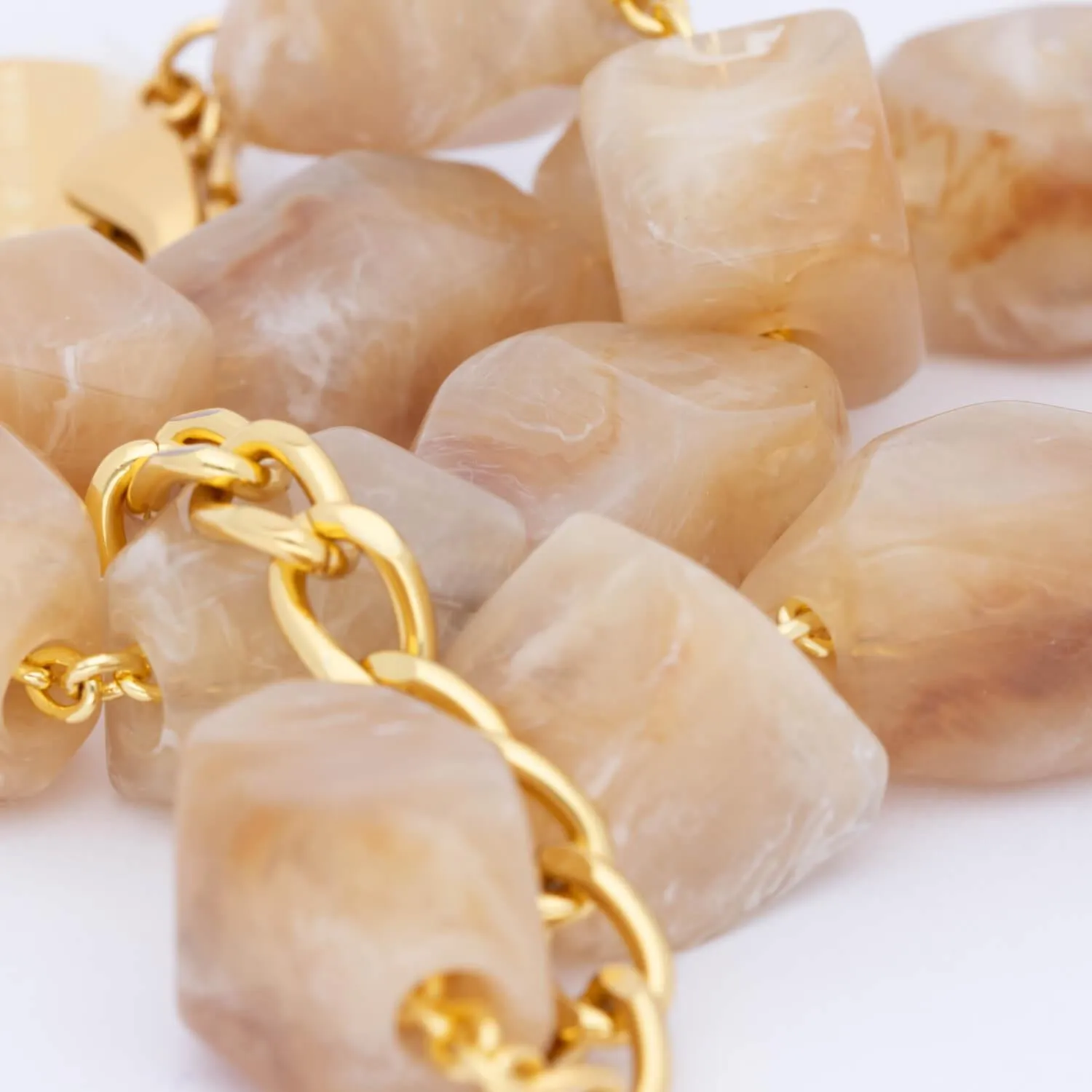 Stone Shaped Necklace Honey Marble