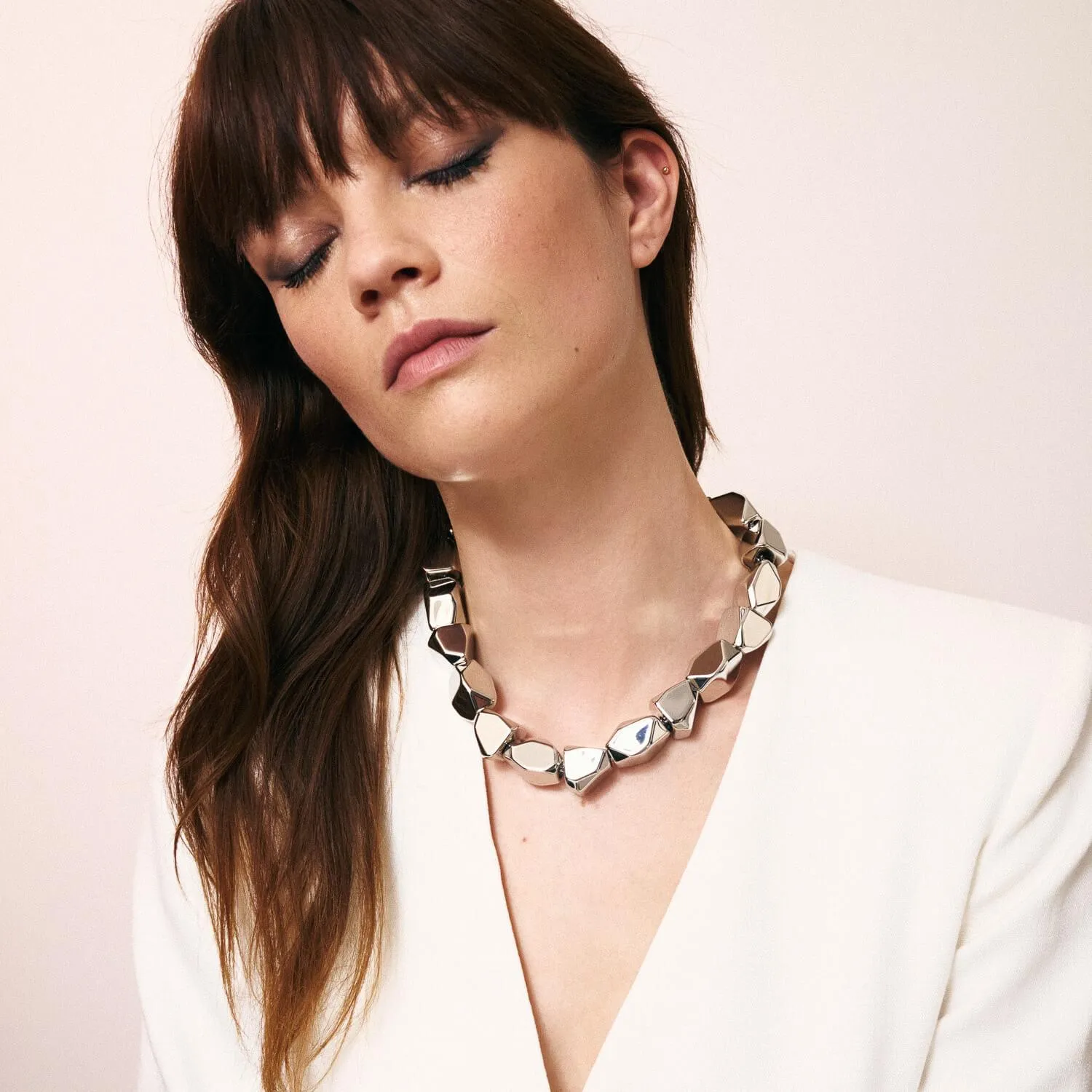 Stone Shaped Necklace Silver