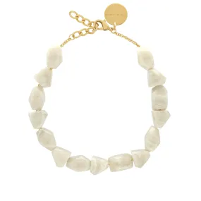 Stone Shaped Necklace Snow White Marble