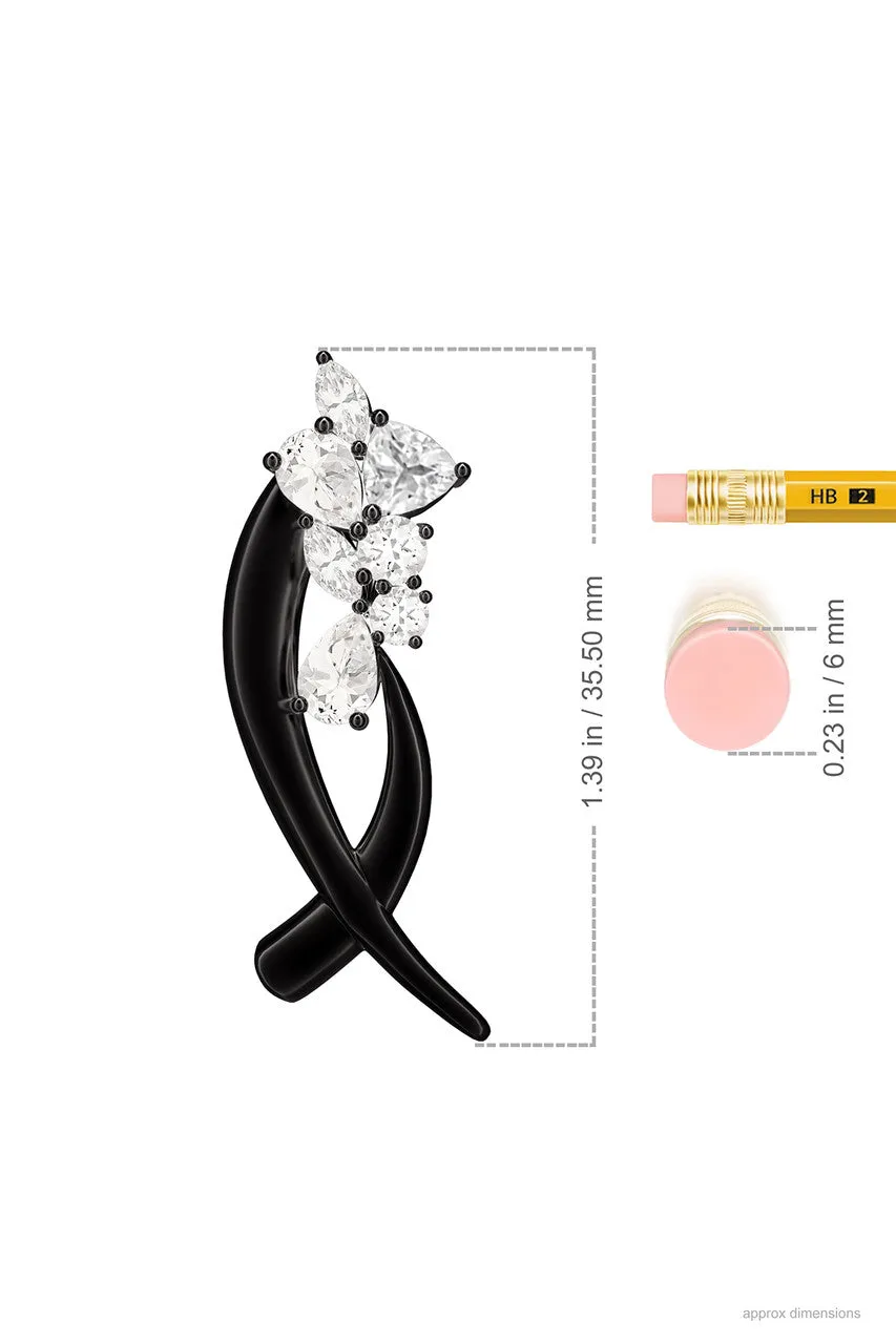 Sumi Stroke Midnight Silver Cascading White Topaz Slider Pendant Necklace
