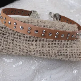 Tan Leather Choker Necklace Men's Boho Style