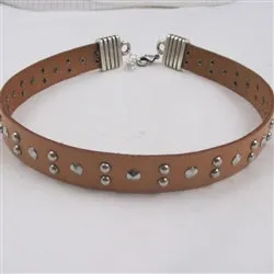 Tan Leather Choker Necklace Men's Boho Style