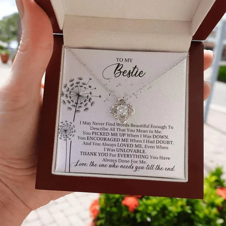 To My Bestie, Thank You For Everything You Have Always Done For Me - Love Knot Necklace