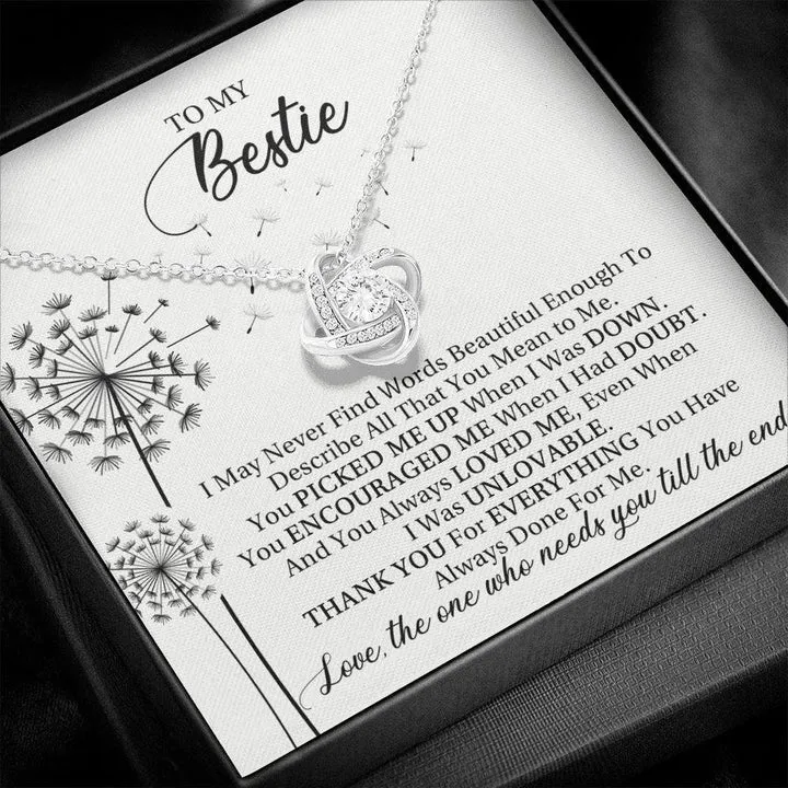 To My Bestie, Thank You For Everything You Have Always Done For Me - Love Knot Necklace