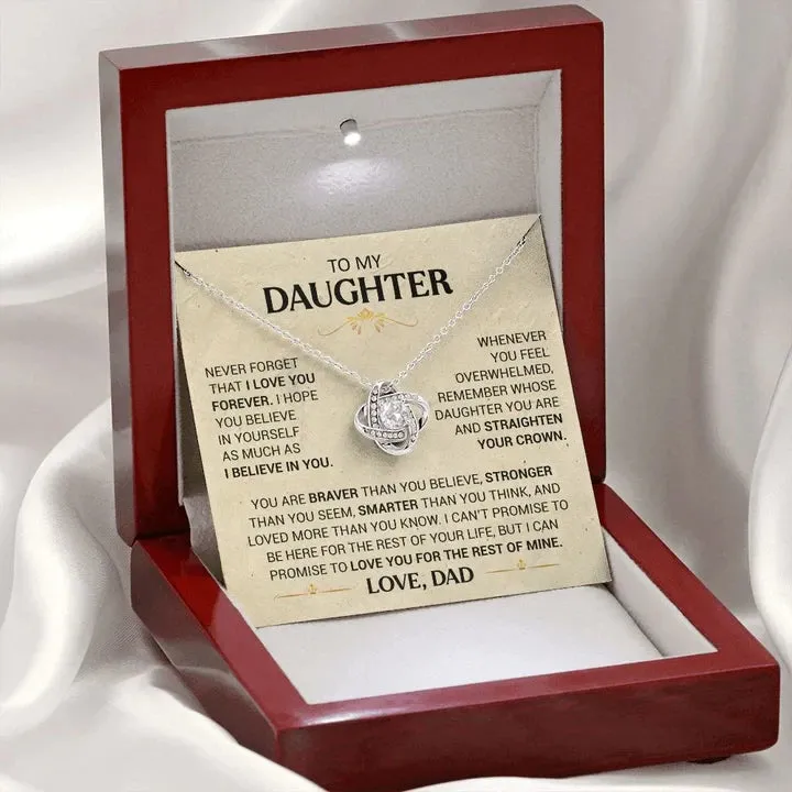 To My Daughter necklace - Straighten Your Crown - Dad Love Knot Necklace